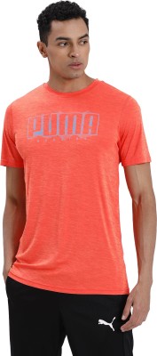 PUMA Printed Men Round Neck Orange T-Shirt