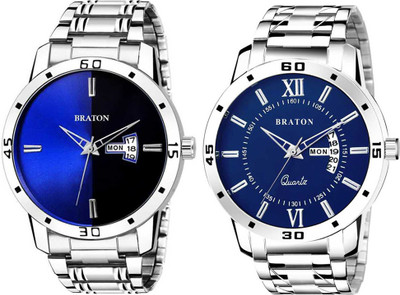 BRATON BT9519SMDD0404COMBO BT9519SMDD0404COMBO BLUE DIAL DAY AND DATE ANALOG WATCH FOR MEN & WOMEN Analog Watch  - For Men & Women