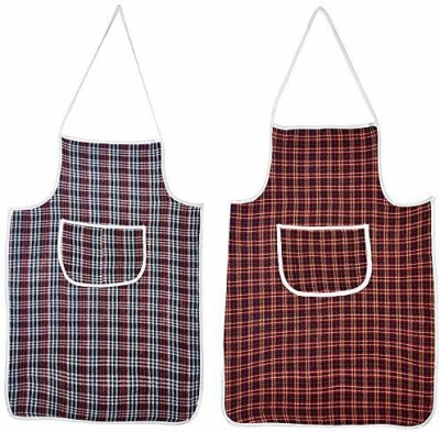 Fabfurn Cotton Home Use Apron - Free Size(Multicolor, Pack of 2)