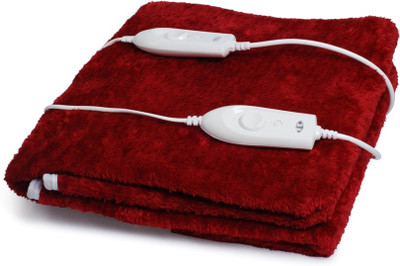 Warm Hug Solid Double Electric Blanket for  Heavy Winter(Polyester, Maroon)