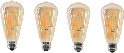 Prop It Up 4 W Basic Decorative E27 LED Bulb(Yellow, Pack of 4)