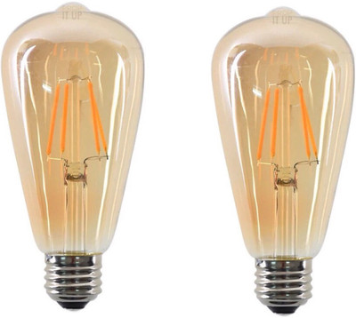 Prop It Up 4 W Basic Decorative E27 LED Bulb(Yellow, Pack of 2)
