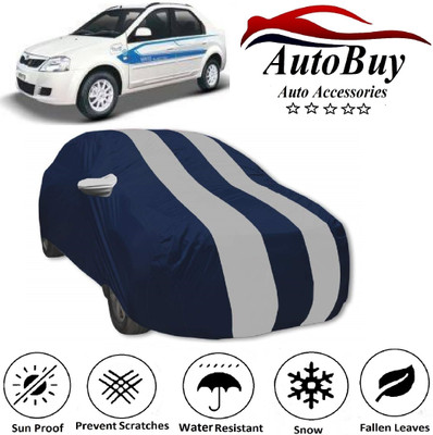 AutoBuy Car Cover For Mahindra e-Verito (With Mirror Pockets)(White, Blue)