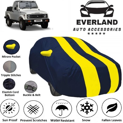 EverLand Car Cover For Maruti Suzuki Gypsy King (With Mirror Pockets)(Yellow, Blue)