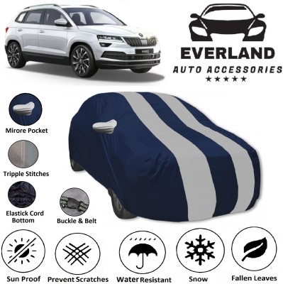 EverLand Car Cover For Skoda Karoq (With Mirror Pockets)(White, Blue)