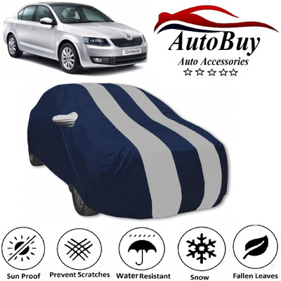 AutoBuy Car Cover For Maruti Suzuki Omni (With Mirror Pockets)(White, Blue)