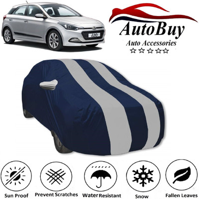 AutoBuy Car Cover For Hyundai Eon (With Mirror Pockets)(White, Blue)