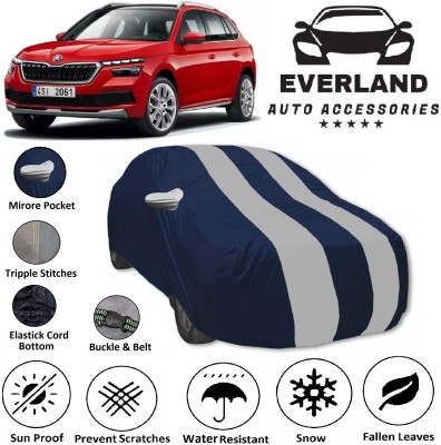 EverLand Car Cover For Skoda Kamiq (With Mirror Pockets)(White, Blue)