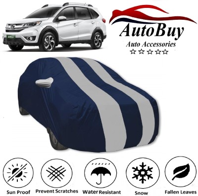 AutoBuy Car Cover For Honda BRV (With Mirror Pockets)(White, Blue)