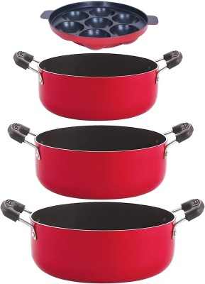 NIRLON CS20_CS26_AP7_CS24 Non-Stick Coated Cookware Set(PTFE (Non-stick), Aluminium, 4 - Piece)