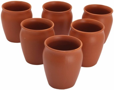 hc the crafts (Pack of 6) Clay Glasses, Clay Glass for Tea, , Lassi, Wine Clay Milk Glass pack of 6 Glass Set Water/Juice Glass(120 ml, Terracotta, Brown)