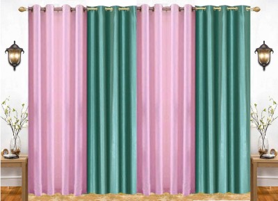 India Furnish 153 cm (5 ft) Polyester Semi Transparent Window Curtain (Pack Of 4)(Plain, Aqua & Baby Pink)