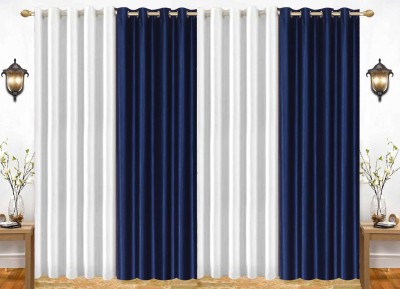 India Furnish 153 cm (5 ft) Polyester Semi Transparent Window Curtain (Pack Of 4)(Plain, Blue & White)