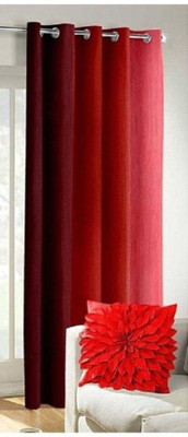 Styletex 151 cm (5 ft) Polyester Semi Transparent Window Curtain Single Curtain(Solid, Red)
