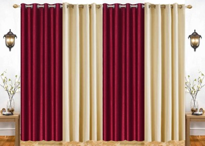 India Furnish 274 cm (9 ft) Polyester Semi Transparent Long Door Curtain (Pack Of 4)(Plain, Solid, Cream & Maroon)