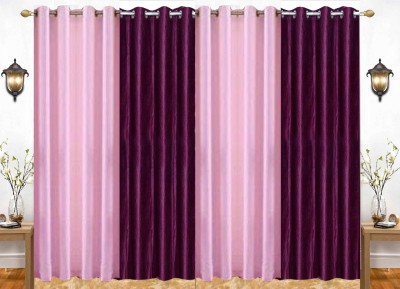 India Furnish 153 cm (5 ft) Polyester Semi Transparent Window Curtain (Pack Of 4)(Plain, Wine & Baby Pink)