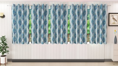 Stella Creations 152 cm (5 ft) Polyester Blackout Window Curtain (Pack Of 5)(Floral, Aqua)