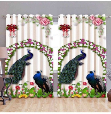 BHUNTL TRADERS 155 cm (5 ft) Velvet Room Darkening Window Curtain (Pack Of 2)(Floral, Multicolor)