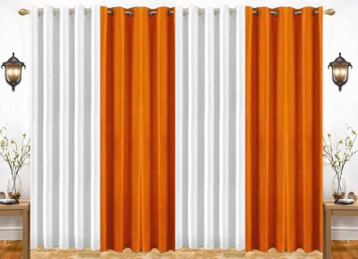 India Furnish 153 cm (5 ft) Polyester Semi Transparent Window Curtain (Pack Of 4)(Plain, Orange & White)