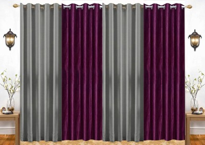 India Furnish 153 cm (5 ft) Polyester Semi Transparent Window Curtain (Pack Of 4)(Plain, Grey & Wine)
