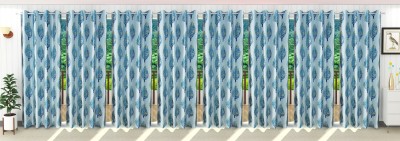 Stella Creations 214 cm (7 ft) Polyester Blackout Door Curtain (Pack Of 8)(Floral, Aqua)