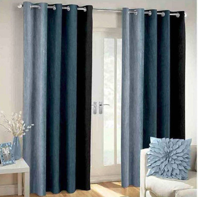 Styletex 213 cm (7 ft) Door Polyester Semi Transparent Curtain (Pack Of 2)(Multicolor, Striped)
