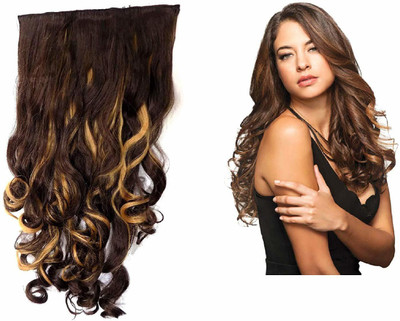 SAMYAK Stylish clip in Golden highlighted Wavy Hair Extension