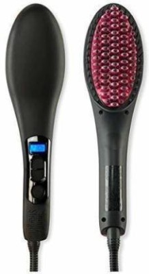 Fulkiza Simply Straight Ceramic Brush with Display Simply Straight Ceramic Brush 3 in 1 Straightening Lcd Screen with Temperature Control Display Electric Comb Hair Straightener Brush(Multicolor)