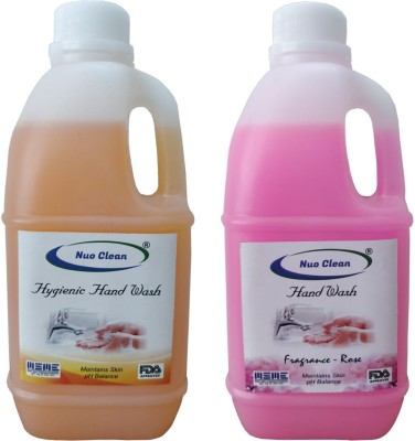 nuo clean Handwash Combo pack of 2 |( 2 x 1)Litres| Rose & Hygienic Anti Bacterial Handwash Hand Wash Bottle(2 x 1 L)