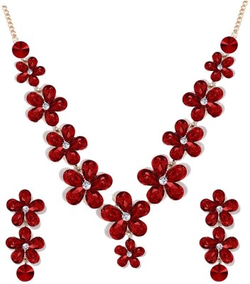 YouBella Alloy Gold-plated Red Jewellery Set(Pack of 1)