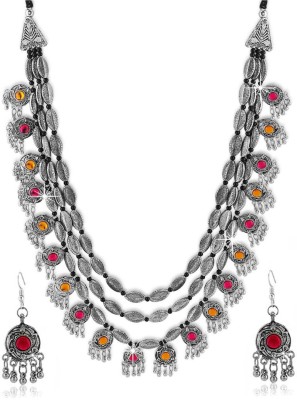 Divastri Alloy Silver Multicolor Jewellery Set(Pack of 3)