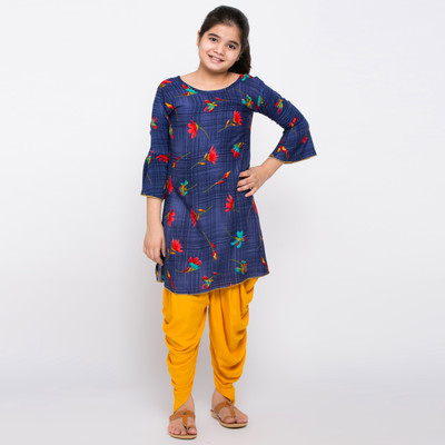 TINY TOON Girls Casual Dhoti & Kurta Set(Blue Pack of 1)