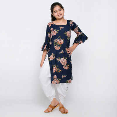 TINY TOON Girls Casual Dhoti & Kurta Set(Blue Pack of 1)