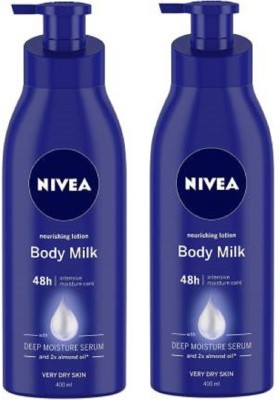 NIVEA Body Milk Nourishing Body Lotion 400ml pack of 2(800 ml)