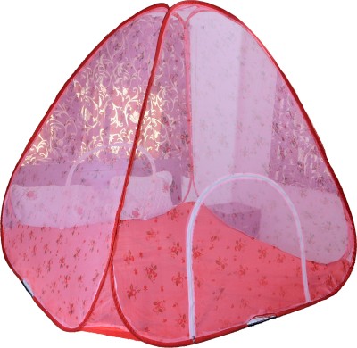 RIDDHI Polyester Adults Washable floralprintedtent7X7_pink Mosquito Net(Pink, Tent)