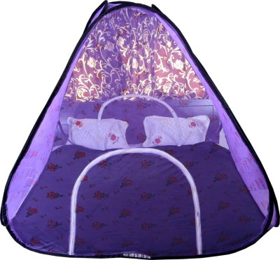 RIDDHI Polyester Adults Washable floralprintedtent7X7_purple Mosquito Net(Purple, Tent)