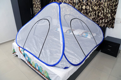 RIDDHI Polyester Adults premiumtent3x7_blue Mosquito Net(Blue Border, Tent)