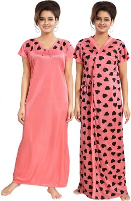 onms Women Nighty with Robe(Pink)