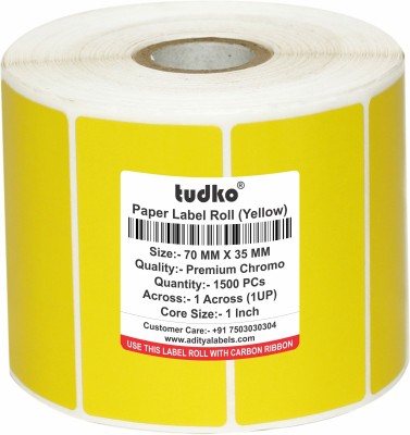 tudko 70 mm X 35 mm Chromo Self Adhesive Paper Label(Chromo Label Yellow)