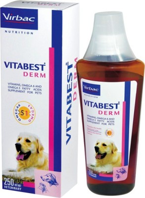 Virbac Vitabest Derm Skin Supplement for dogs and cats 250 ml Pet Health Supplements(250 ml)