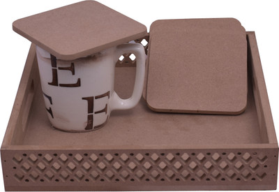 SK Crafts Square DIY Unpainted MDF Tray Tray(Tray)