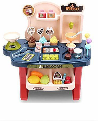 boxstone 34 PCS Kids Mini Market Supermarket Play Set with lights & Sounds Toy for Kids