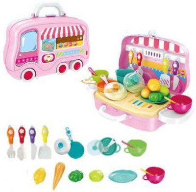 JTC SALES Happy Chef Cooking Set | Handy Sliding Multicolor Suitcase with 6 Wheels