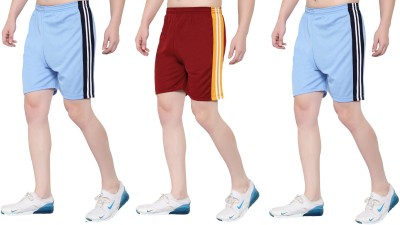 Zonecart Striped Men Blue, Blue, Maroon Gym Shorts