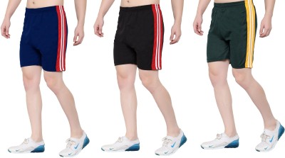 Zonecart Striped Men Green, Light Blue, Black Gym Shorts