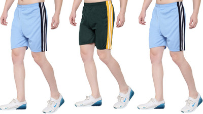 Zonecart Striped Men Green, Blue, Blue Gym Shorts