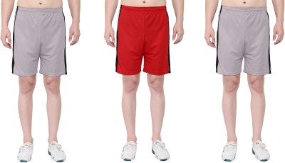 Zonecart Striped Men Red, Grey Gym Shorts