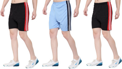 OORA Solid Men Blue, Black, Black Sports Shorts