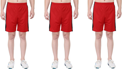OORA Solid Men Red Sports Shorts