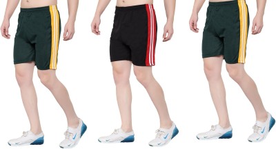 Zonecart Striped Men Green, Green, Black Gym Shorts